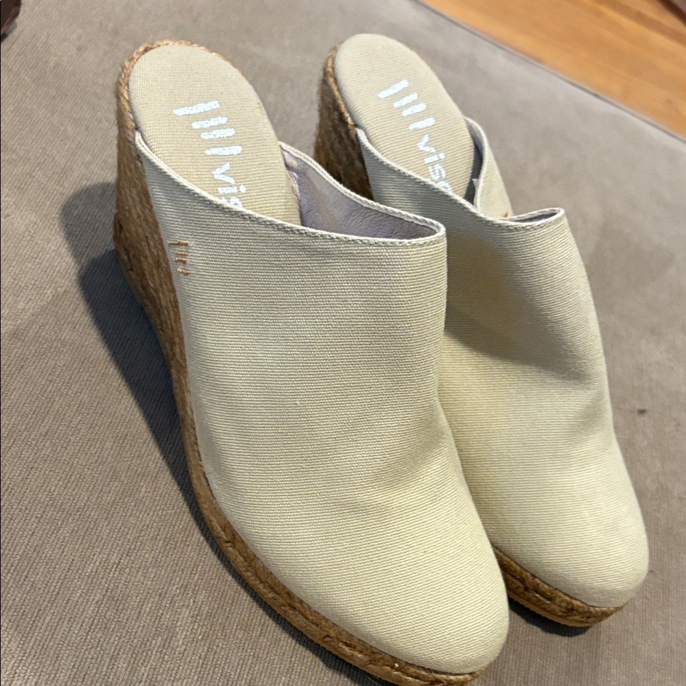 Viscata  Cream Wedge Mules